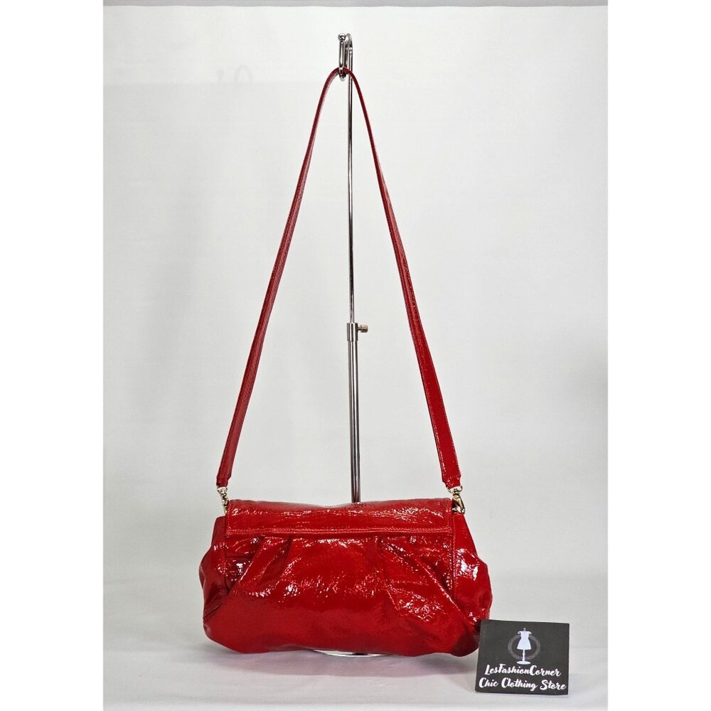 Zina Eva Women's Red Patent Leather Folding Crossbody Handbag Medium 2029 - Picture 5 of 15
